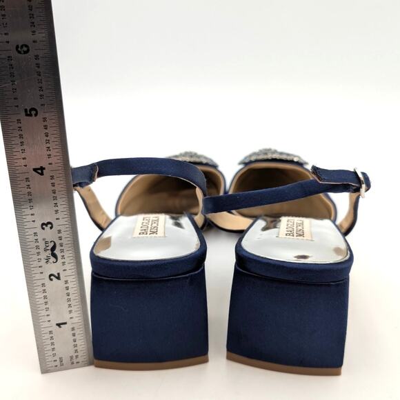 Badgley Mischka Emmie Pointed Toe Slingback Pumps Midnight Size US8.5 EU39 - Picture 5 of 11